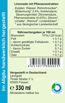 Preview: Nährwerttabelle, Zutatenverzeichnis