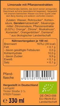 Preview: Nährwerttabelle, Zutatenverzeichnis